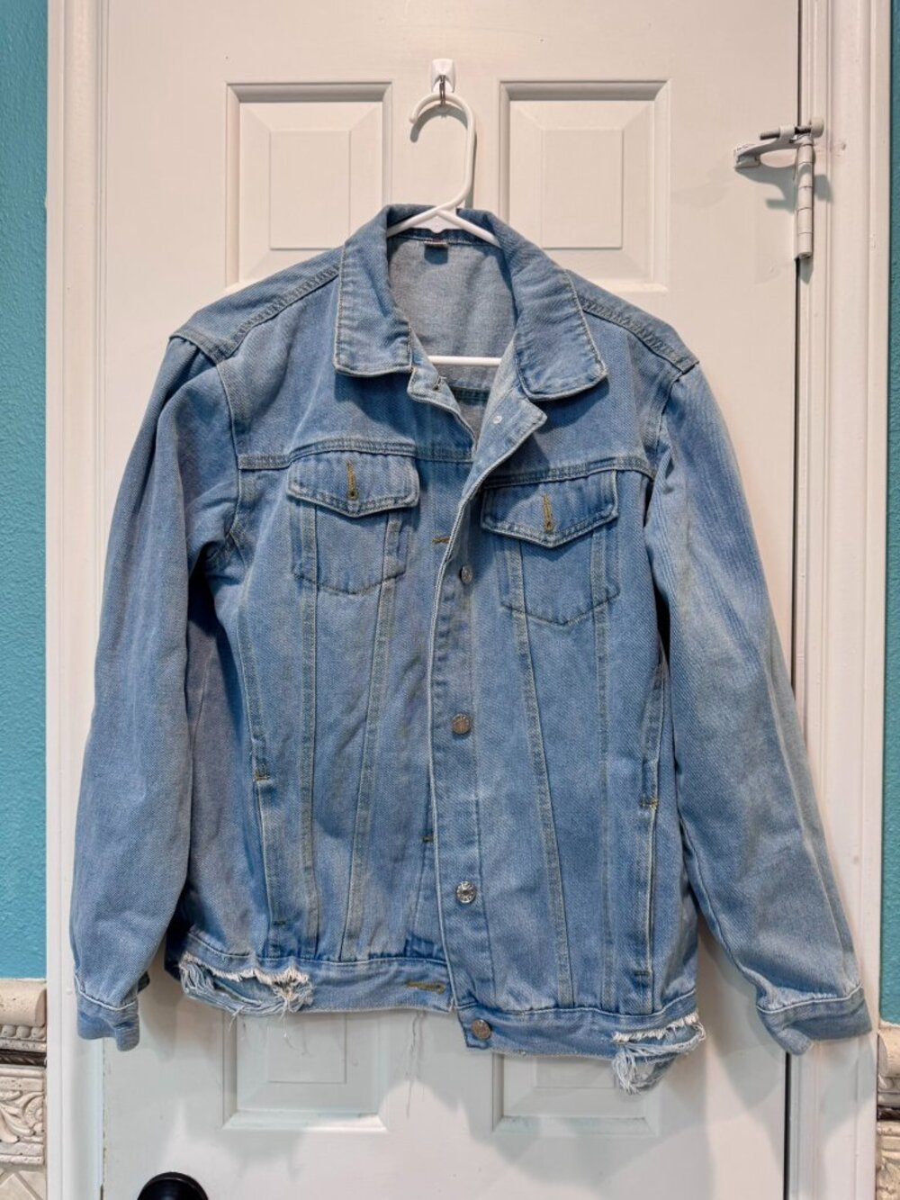 Light Wash Distressed Denim Jacket
